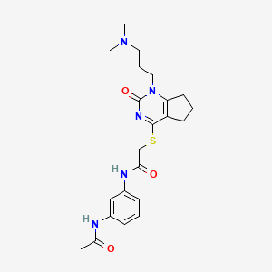 molecular formula C22H29N5O3S B2570851 2-({1-[3-(dimethylamino)propyl]-2-oxo-1H,2H,5H,6H,7H-cyclopenta[d]pyrimidin-4-yl}sulfanyl)-N-(3-acetamidophenyl)acetamide CAS No. 898459-94-4