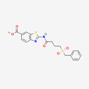 molecular formula C20H20N2O5S2 B2570852 2-(4-(苄基磺酰基)丁酰胺基)苯并[d]噻唑-6-羧酸甲酯 CAS No. 923457-65-2