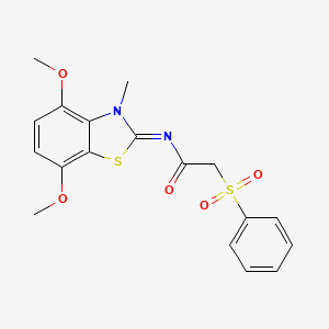 (E)-N-(4,7-dimethoxy-3-methylbenzo[d]thiazol-2(3H)-ylidene)-2-(phenylsulfonyl)acetamide