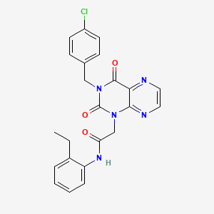 molecular formula C23H20ClN5O3 B2570854 2-(3-(4-chlorobenzyl)-2,4-dioxo-3,4-dihydropteridin-1(2H)-yl)-N-(2-ethylphenyl)acetamide CAS No. 1358698-91-5