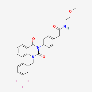 2-(4-(2,4-dioxo-1-(3-(trifluoromethyl)benzyl)-1,2-dihydroquinazolin-3(4H)-yl)phenyl)-N-(2-methoxyethyl)acetamide
