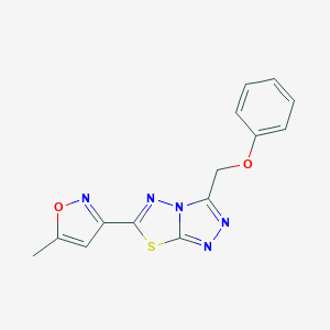 molecular formula C14H11N5O2S B257086 6-(5-Methyl-3-isoxazolyl)-3-(phenoxymethyl)[1,2,4]triazolo[3,4-b][1,3,4]thiadiazole 