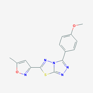 molecular formula C14H11N5O2S B257087 3-(4-Methoxyphenyl)-6-(5-methylisoxazol-3-yl)[1,2,4]triazolo[3,4-b][1,3,4]thiadiazole 