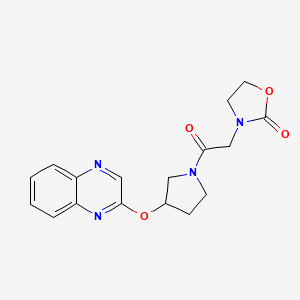 molecular formula C17H18N4O4 B2570873 3-{2-氧代-2-[3-(喹喔啉-2-氧基)吡咯烷-1-基]乙基}-1,3-噁唑烷-2-酮 CAS No. 2097909-71-0