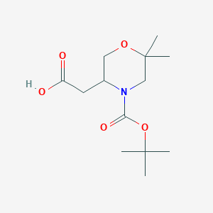 molecular formula C13H23NO5 B2570874 2-[6,6-Dimethyl-4-[(2-methylpropan-2-yl)oxycarbonyl]morpholin-3-yl]acetic acid CAS No. 2385762-57-0