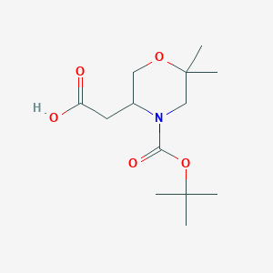 molecular formula C13H23NO5 B2570874 2-[6,6-二甲基-4-[(2-甲基丙烷-2-基)氧羰基]吗啉-3-基]乙酸 CAS No. 2385762-57-0