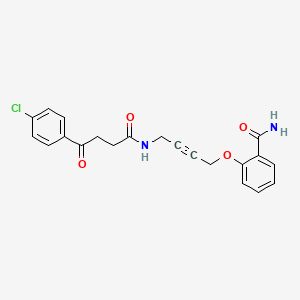 molecular formula C21H19ClN2O4 B2570885 2-((4-(4-(4-Chlorophenyl)-4-oxobutanamido)but-2-yn-1-yl)oxy)benzamide CAS No. 1448043-24-0
