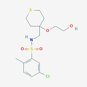 molecular formula C15H22ClNO4S2 B2570888 5-氯-N-((4-(2-羟乙氧基)四氢-2H-硫代吡喃-4-基)甲基)-2-甲基苯磺酰胺 CAS No. 2320664-84-2