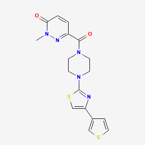 molecular formula C17H17N5O2S2 B2570895 2-methyl-6-(4-(4-(thiophen-3-yl)thiazol-2-yl)piperazine-1-carbonyl)pyridazin-3(2H)-one CAS No. 1448070-99-2