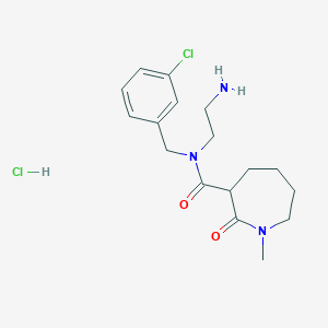 molecular formula C17H25Cl2N3O2 B2570898 N-(2-Aminoethyl)-N-[(3-chlorophenyl)methyl]-1-methyl-2-oxoazepane-3-carboxamide;hydrochloride CAS No. 2418679-85-1