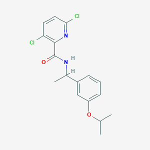 molecular formula C17H18Cl2N2O2 B2570909 3,6-二氯-N-[1-(3-丙-2-氧基苯基)乙基]吡啶-2-甲酰胺 CAS No. 1210495-27-4