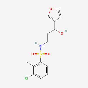 molecular formula C14H16ClNO4S B2570910 3-chloro-N-(3-(furan-3-yl)-3-hydroxypropyl)-2-methylbenzenesulfonamide CAS No. 1428348-87-1