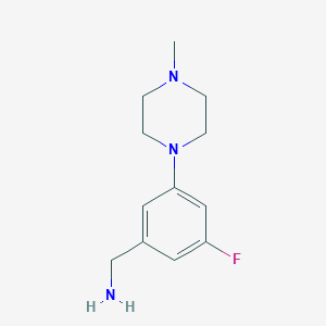 molecular formula C12H18FN3 B2570913 [3-Fluoro-5-(4-methylpiperazin-1-yl)phenyl]methanamine CAS No. 1594613-27-0