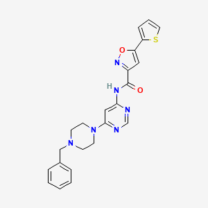 molecular formula C23H22N6O2S B2570919 N-(6-(4-benzylpiperazin-1-yl)pyrimidin-4-yl)-5-(thiophen-2-yl)isoxazole-3-carboxamide CAS No. 1396686-71-7