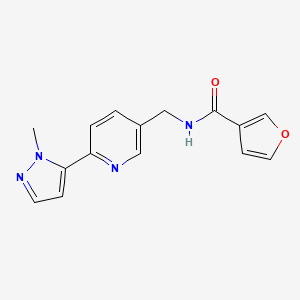 molecular formula C15H14N4O2 B2570948 N-((6-(1-methyl-1H-pyrazol-5-yl)pyridin-3-yl)methyl)furan-3-carboxamide CAS No. 2034464-42-9