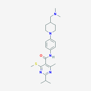 molecular formula C24H35N5OS B2570949 N-(4-{4-[(dimethylamino)methyl]piperidin-1-yl}phenyl)-4-methyl-6-(methylsulfanyl)-2-(propan-2-yl)pyrimidine-5-carboxamide CAS No. 1376380-66-3