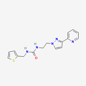molecular formula C16H17N5OS B2570950 1-(2-(3-(pyridin-2-yl)-1H-pyrazol-1-yl)ethyl)-3-(thiophen-2-ylmethyl)urea CAS No. 1448123-35-0