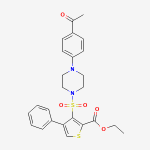 molecular formula C25H26N2O5S2 B2570961 Ethyl 3-{[4-(4-acetylphenyl)piperazin-1-yl]sulfonyl}-4-phenylthiophene-2-carboxylate CAS No. 932353-88-3