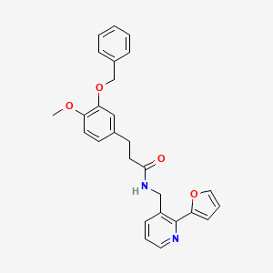 molecular formula C27H26N2O4 B2570990 3-(3-(苯甲氧基)-4-甲氧基苯基)-N-((2-(呋喃-2-基)吡啶-3-基)甲基)丙酰胺 CAS No. 2034268-54-5