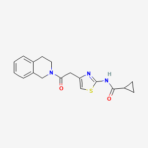 molecular formula C18H19N3O2S B2570999 N-(4-(2-(3,4-dihydroisoquinolin-2(1H)-yl)-2-oxoethyl)thiazol-2-yl)cyclopropanecarboxamide CAS No. 923680-29-9