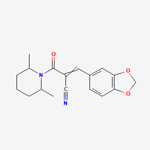 molecular formula C18H20N2O3 B2571012 3-(2H-1,3-benzodioxol-5-yl)-2-(2,6-dimethylpiperidine-1-carbonyl)prop-2-enenitrile CAS No. 380560-95-2