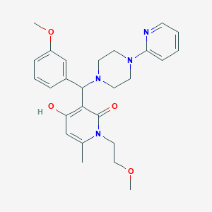 4-hydroxy-1-(2-methoxyethyl)-3-((3-methoxyphenyl)(4-(pyridin-2-yl)piperazin-1-yl)methyl)-6-methylpyridin-2(1H)-one