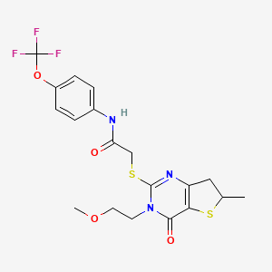 2-[[3-(2-methoxyethyl)-6-methyl-4-oxo-6,7-dihydrothieno[3,2-d]pyrimidin-2-yl]sulfanyl]-N-[4-(trifluoromethoxy)phenyl]acetamide