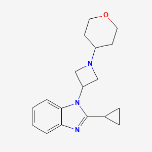 molecular formula C18H23N3O B2571030 2-Cyclopropyl-1-[1-(oxan-4-yl)azetidin-3-yl]benzimidazole CAS No. 2380170-13-6