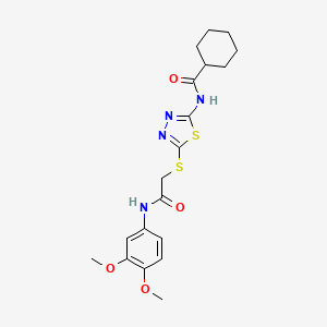 N-(5-((2-((3,4-dimethoxyphenyl)amino)-2-oxoethyl)thio)-1,3,4-thiadiazol-2-yl)cyclohexanecarboxamide