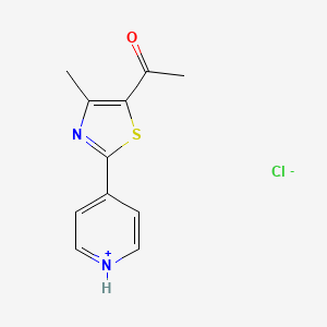 molecular formula C11H11ClN2OS B2571037 5-Acetyl-4-methyl-2-(4-pyridinyl)-1,3-thiazol-3-ium chloride CAS No. 477762-15-5