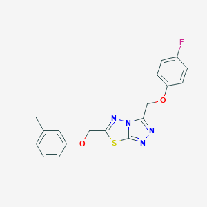 molecular formula C19H17FN4O2S B257104 6-[(3,4-Dimethylphenoxy)methyl]-3-[(4-fluorophenoxy)methyl][1,2,4]triazolo[3,4-b][1,3,4]thiadiazole 