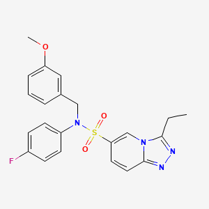 molecular formula C22H21FN4O3S B2571048 3-ethyl-N-(4-fluorophenyl)-N-(3-methoxybenzyl)[1,2,4]triazolo[4,3-a]pyridine-6-sulfonamide CAS No. 1251577-72-6