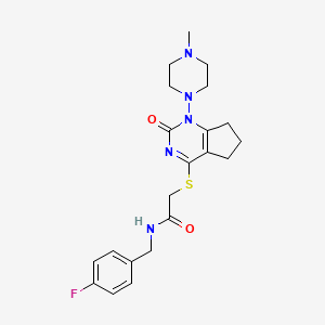 N-(4-fluorobenzyl)-2-((1-(4-methylpiperazin-1-yl)-2-oxo-2,5,6,7-tetrahydro-1H-cyclopenta[d]pyrimidin-4-yl)thio)acetamide