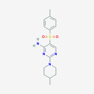 molecular formula C17H22N4O2S B2571065 2-(4-Methylpiperidin-1-yl)-5-tosylpyrimidin-4-amine CAS No. 1251599-84-4