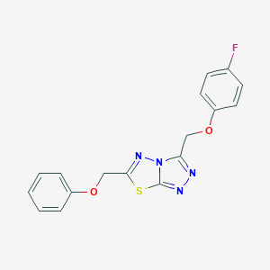 molecular formula C17H13FN4O2S B257107 3-[(4-Fluorophenoxy)methyl]-6-(phenoxymethyl)[1,2,4]triazolo[3,4-b][1,3,4]thiadiazole 