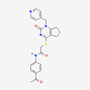 molecular formula C23H22N4O3S B2571079 N-(4-acetylphenyl)-2-({2-oxo-1-[(pyridin-4-yl)methyl]-1H,2H,5H,6H,7H-cyclopenta[d]pyrimidin-4-yl}sulfanyl)acetamide CAS No. 946374-32-9