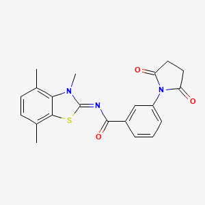 (Z)-3-(2,5-dioxopyrrolidin-1-yl)-N-(3,4,7-trimethylbenzo[d]thiazol-2(3H)-ylidene)benzamide