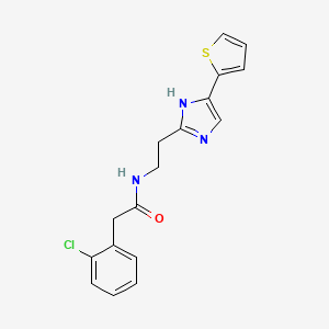 molecular formula C17H16ClN3OS B2571096 2-(2-chlorophenyl)-N-(2-(4-(thiophen-2-yl)-1H-imidazol-2-yl)ethyl)acetamide CAS No. 1396637-62-9