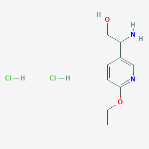 molecular formula C9H16Cl2N2O2 B2571099 2-Amino-2-(6-ethoxypyridin-3-yl)ethanol dihydrochloride CAS No. 1956356-19-6