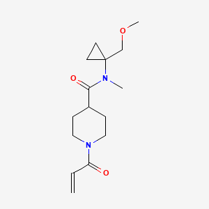 molecular formula C15H24N2O3 B2571108 N-[1-(Methoxymethyl)cyclopropyl]-N-methyl-1-prop-2-enoylpiperidine-4-carboxamide CAS No. 2361838-56-2