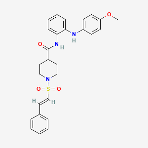 molecular formula C27H29N3O4S B2571110 N-[2-(4-methoxyanilino)phenyl]-1-[(E)-2-phenylethenyl]sulfonylpiperidine-4-carboxamide CAS No. 1090984-56-7