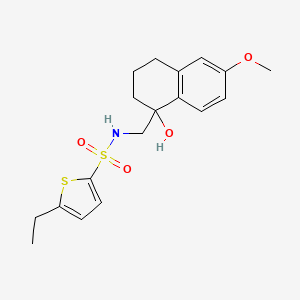 molecular formula C18H23NO4S2 B2571120 5-ethyl-N-((1-hydroxy-6-methoxy-1,2,3,4-tetrahydronaphthalen-1-yl)methyl)thiophene-2-sulfonamide CAS No. 2034600-79-6