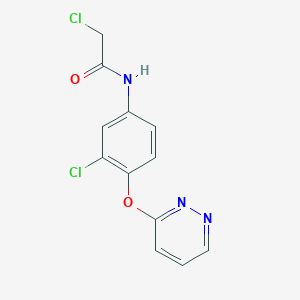 molecular formula C12H9Cl2N3O2 B2571123 2-Chloro-N-(3-chloro-4-pyridazin-3-yloxyphenyl)acetamide CAS No. 2411244-38-5