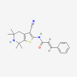 N-(3-cyano-5,5,7,7-tetramethyl-4,5,6,7-tetrahydrothieno[2,3-c]pyridin-2-yl)cinnamamide