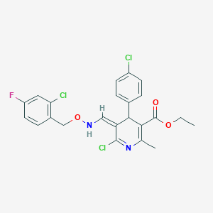 molecular formula C23H20Cl3FN2O3 B2571130 ethyl (5Z)-6-chloro-5-[[(2-chloro-4-fluorophenyl)methoxyamino]methylidene]-4-(4-chlorophenyl)-2-methyl-4H-pyridine-3-carboxylate CAS No. 478261-88-0