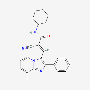 molecular formula C24H24N4O B2571135 (2E)-2-cyano-N-cyclohexyl-3-(8-methyl-2-phenylimidazo[1,2-a]pyridin-3-yl)prop-2-enamide CAS No. 872455-71-5