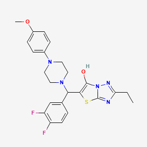 molecular formula C24H25F2N5O2S B2571137 5-((3,4-二氟苯基)(4-(4-甲氧基苯基)哌嗪-1-基)甲基)-2-乙基噻唑并[3,2-b][1,2,4]三唑-6-醇 CAS No. 898368-42-8