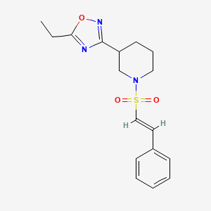 molecular formula C17H21N3O3S B2571140 5-ethyl-3-[1-[(E)-2-phenylethenyl]sulfonylpiperidin-3-yl]-1,2,4-oxadiazole CAS No. 1312004-20-8