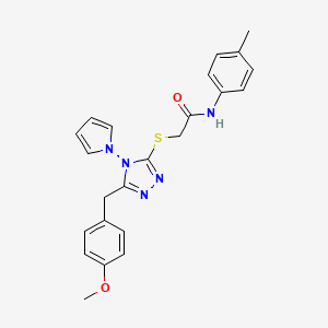 molecular formula C23H23N5O2S B2571146 2-((5-(4-甲氧基苄基)-4-(1H-吡咯-1-基)-4H-1,2,4-三唑-3-基)硫代)-N-(对甲苯基)乙酰胺 CAS No. 896305-95-6