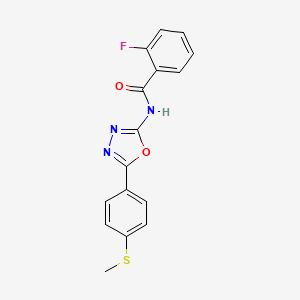 2-fluoro-N-[5-(4-methylsulfanylphenyl)-1,3,4-oxadiazol-2-yl]benzamide